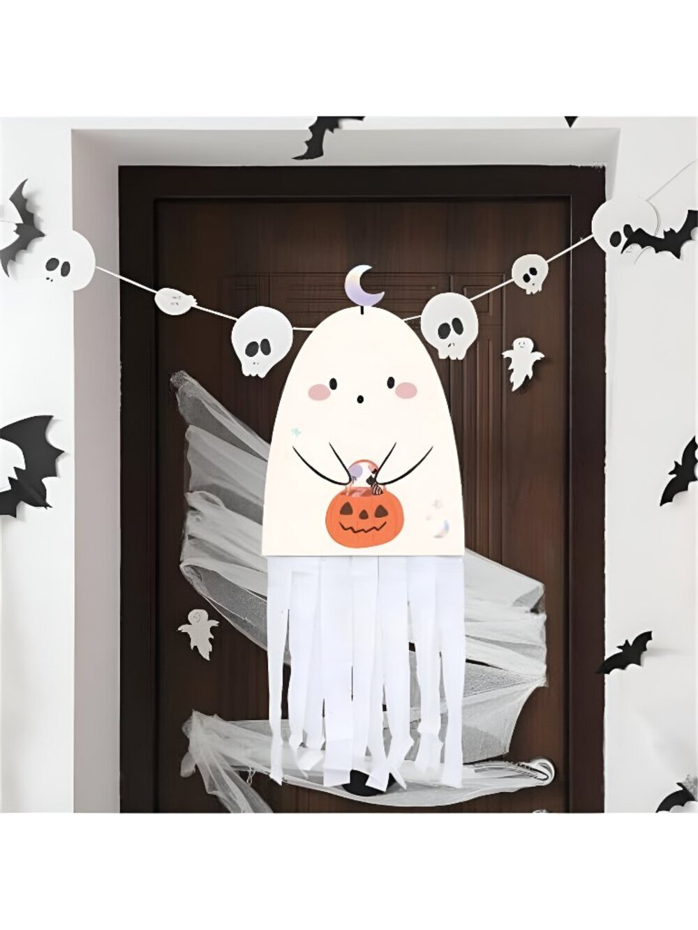 Halloween Ghost Boo Door Cover, Cute Halloween Decorations Spooky Banner